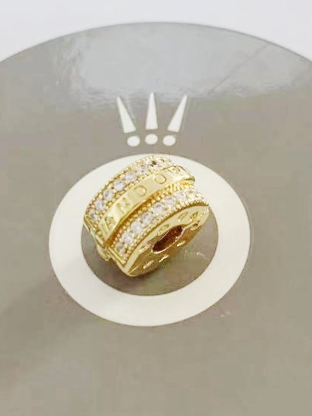 Pandora Sparkling Pavé Lines & Logo Clip Charm